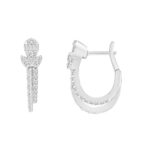 LADIES EARRINGS 0.50CT ROUND/BAGUETTE DIAMOND 14K WHITE GOLD