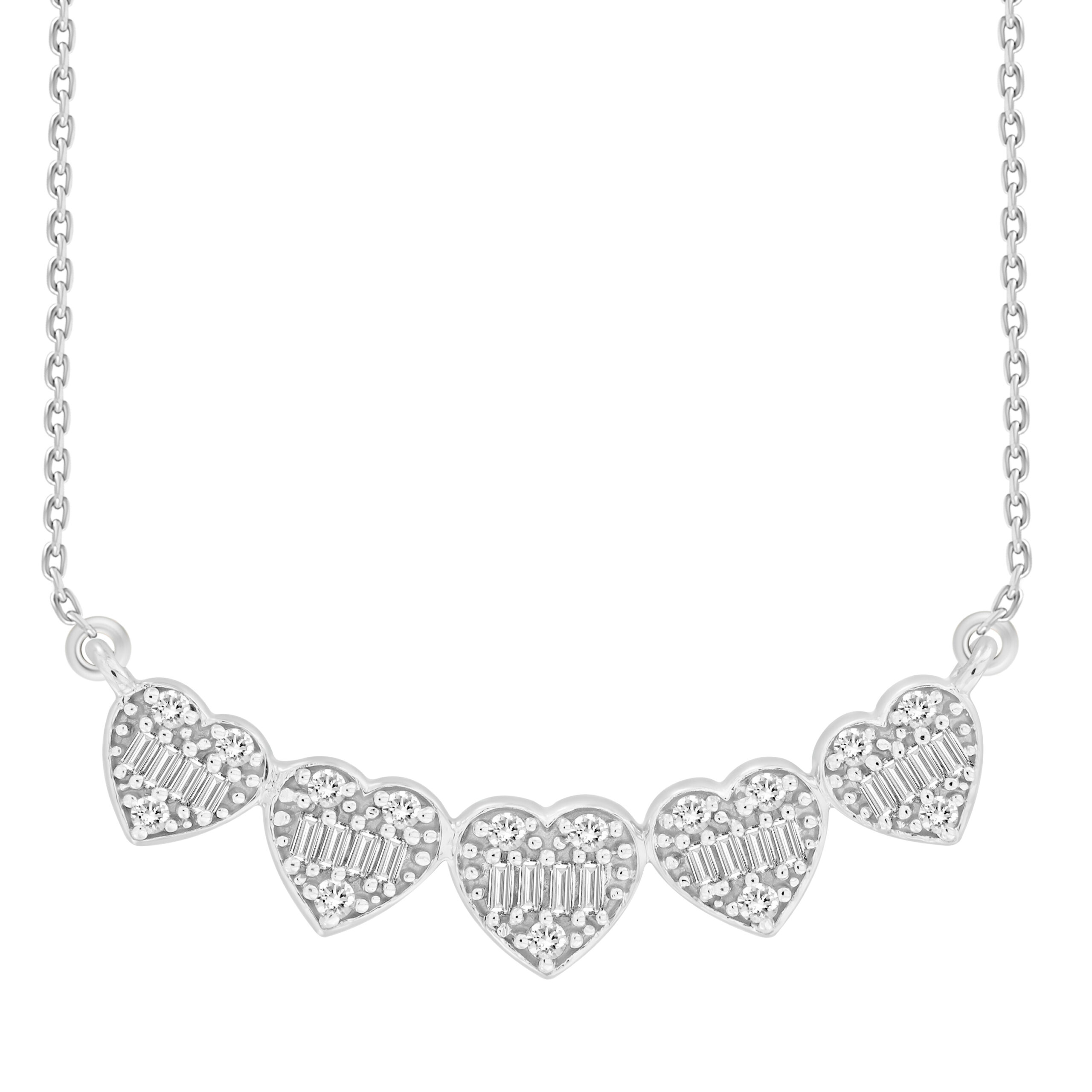 LADIES NECKLACE 0.25CT ROUND DIAMOND 14K WHITE GOLD - Image 1