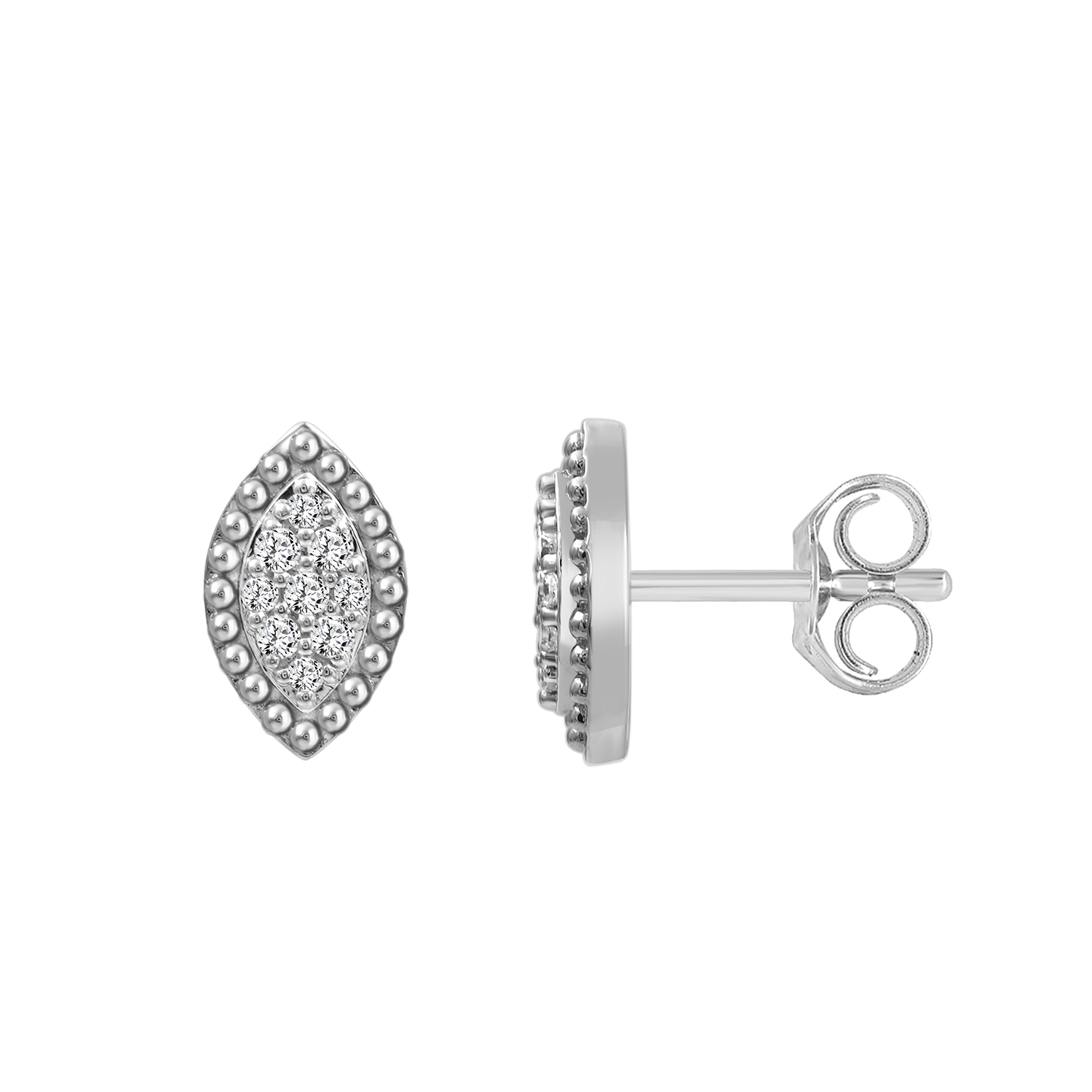 LADIES EARRINGS 0.20CT ROUND DIAMOND 14K WHITE GOLD - Image 1