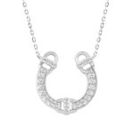 LADIES NECKLACE 0.16CT ROUND DIAMOND 14K WHITE GOLD