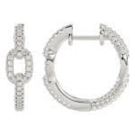 Elegant 10K White Gold Fashion Hoop Earrings Featuring 0.15Ct Round Diamonds With Brilliant Sparkle And Timeless Design. - Image 2