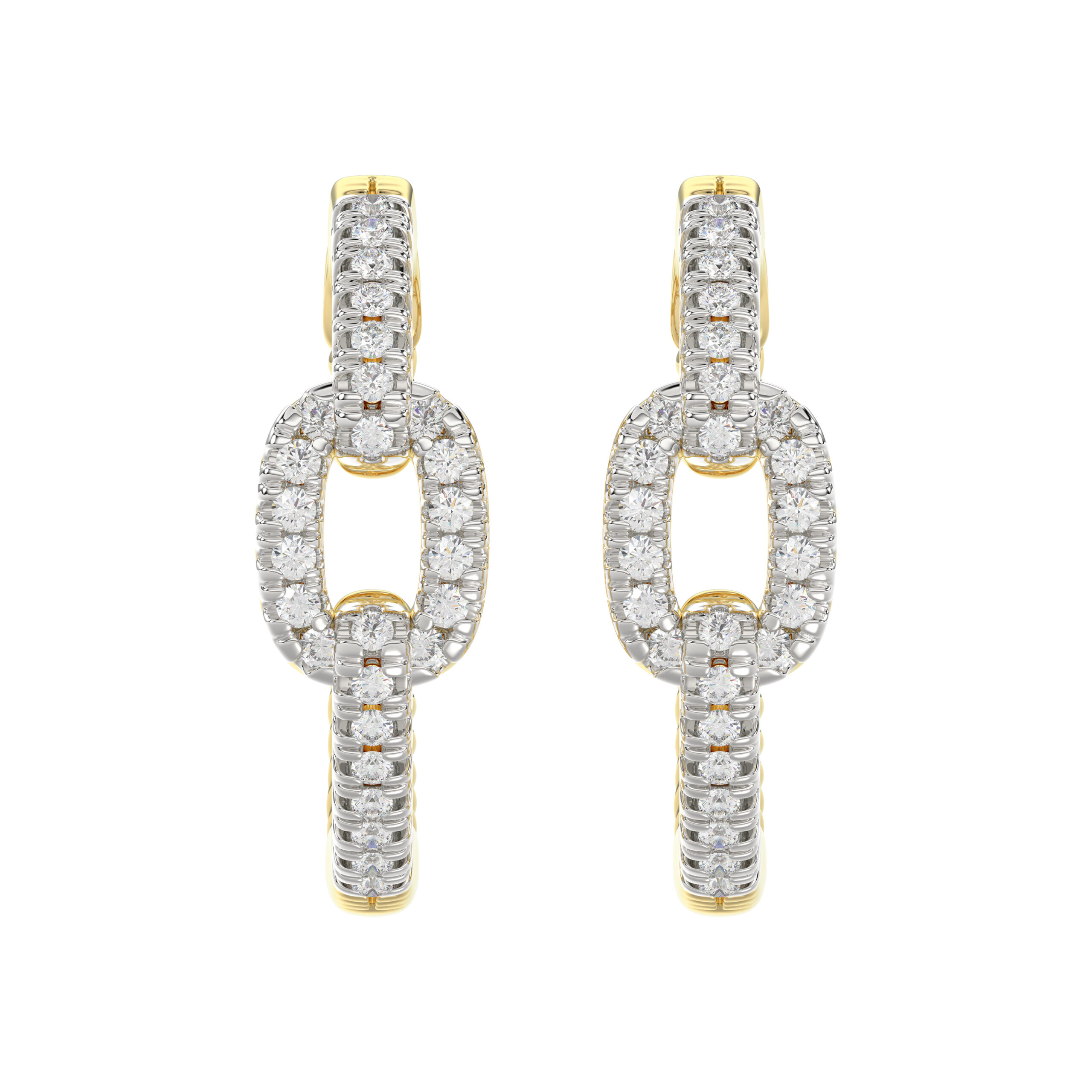 Elegant 10K Yellow Gold Fashion Hoop Earrings Featuring 0.15Ct Round Diamonds With Brilliant Sparkle And Timeless Design. - Image 1