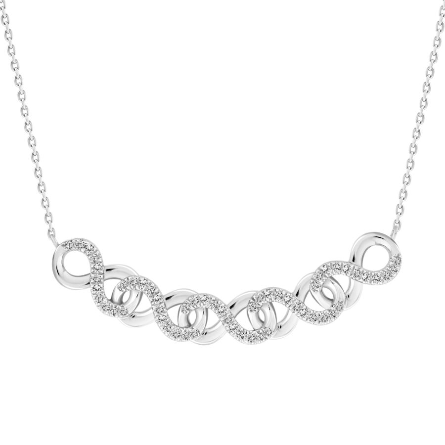 LADIES NECKLACE 0.15CT ROUND DIAMOND 10K WHITE GOLD - Image 1