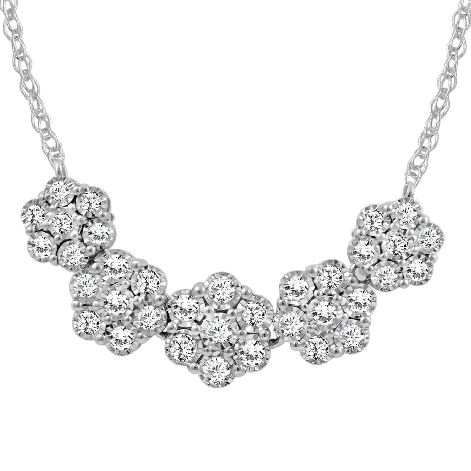 LADIES NECKLACE 1.00CT ROUND DIAMOND 10K WHITE GOLD - Image 1