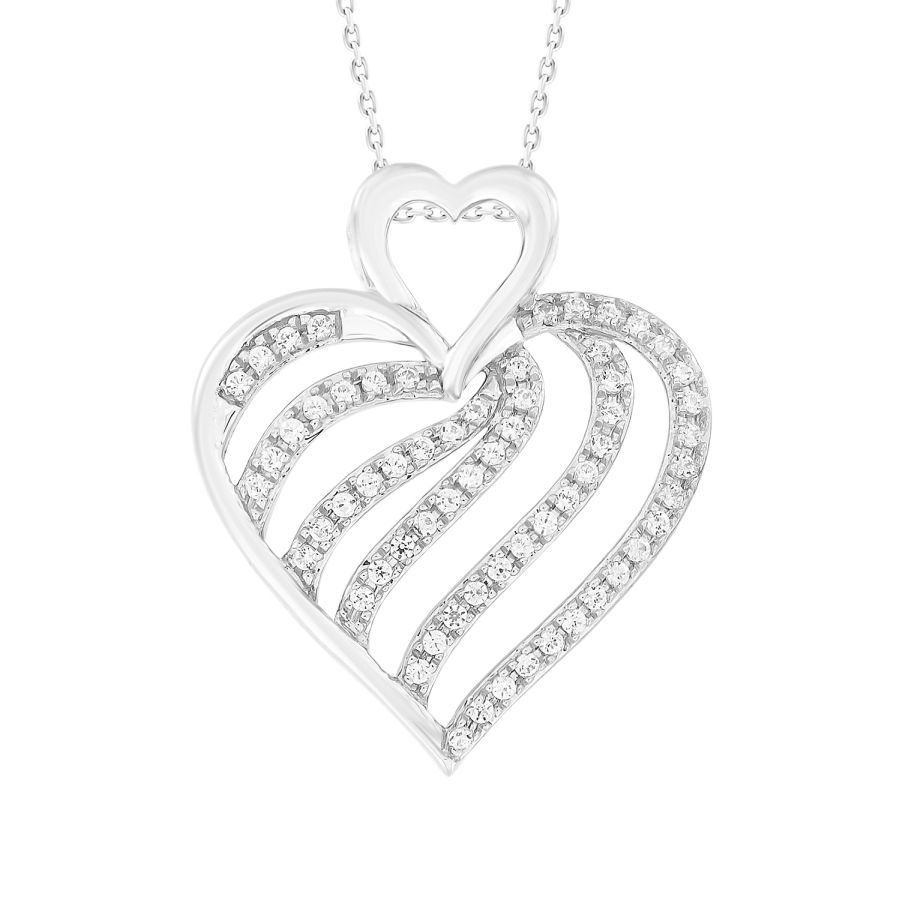 LADIES PENDANT 0.20CT ROUND DIAMOND 10K WHITE GOLD - Image 1