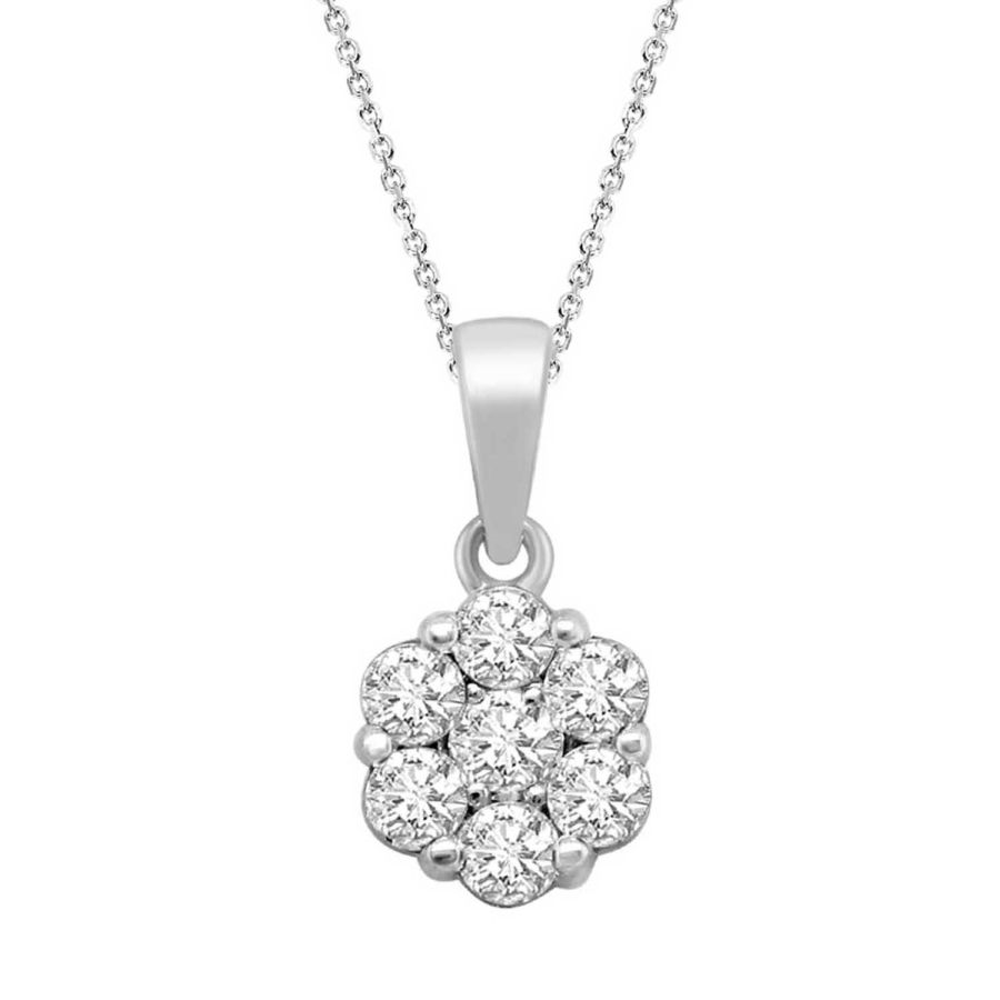 LADIES PENDANT WITH CHAIN 0.33CT ROUND DIAMOND 10K WHITE GOLD - Image 1
