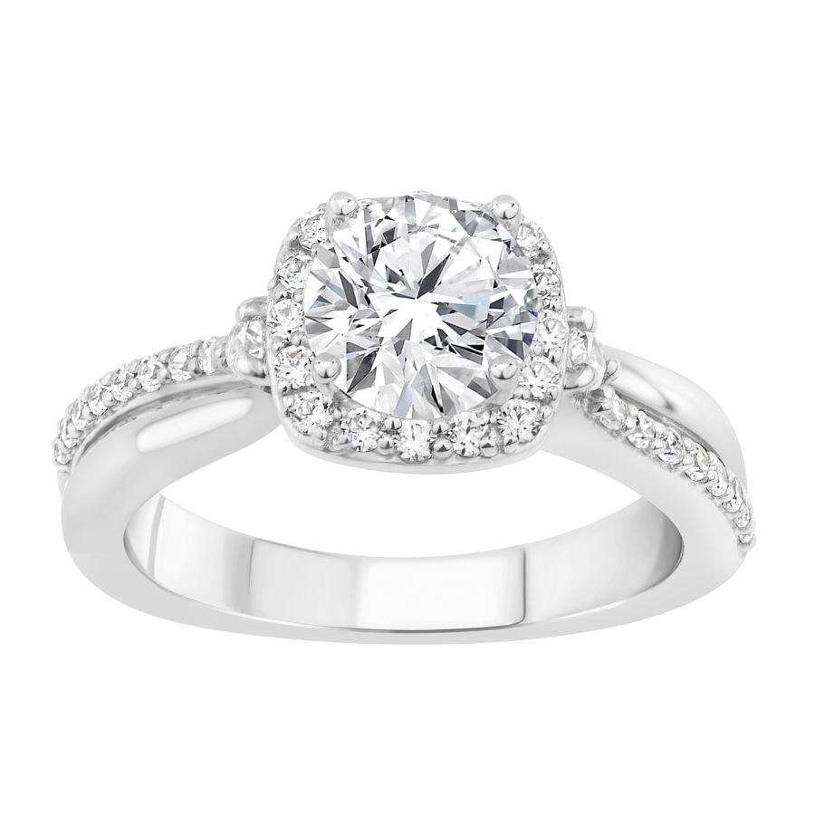 LADIES RING SEMI MOUNT 0.35CT ROUND DIAMOND 14K WHITE GOLD - Image 1