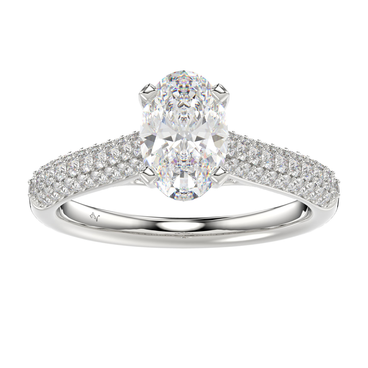 LADIES SEMI MOUNT RING 0.50CT ROUND DIAMOND 14K WHITE GOLD (SI QUALITY) - Image 1