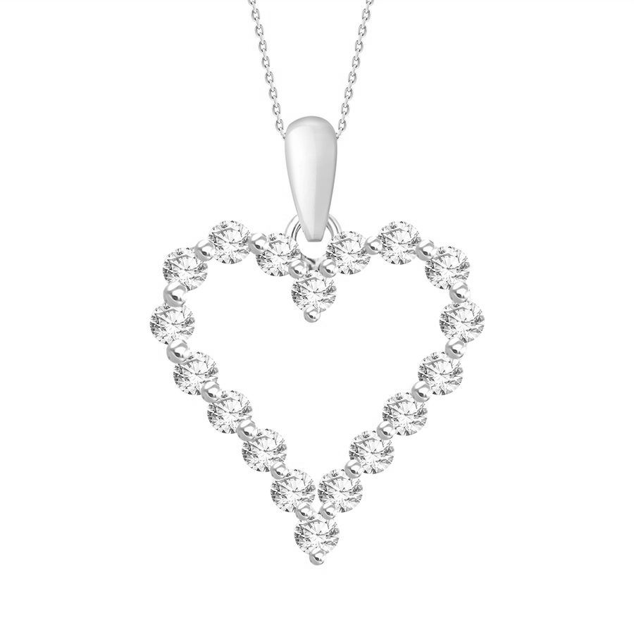 LADIES HEART PENDANT 0.25CT ROUND DIAMOND 14K WHITE GOLD (SI QUALITY) - Image 1
