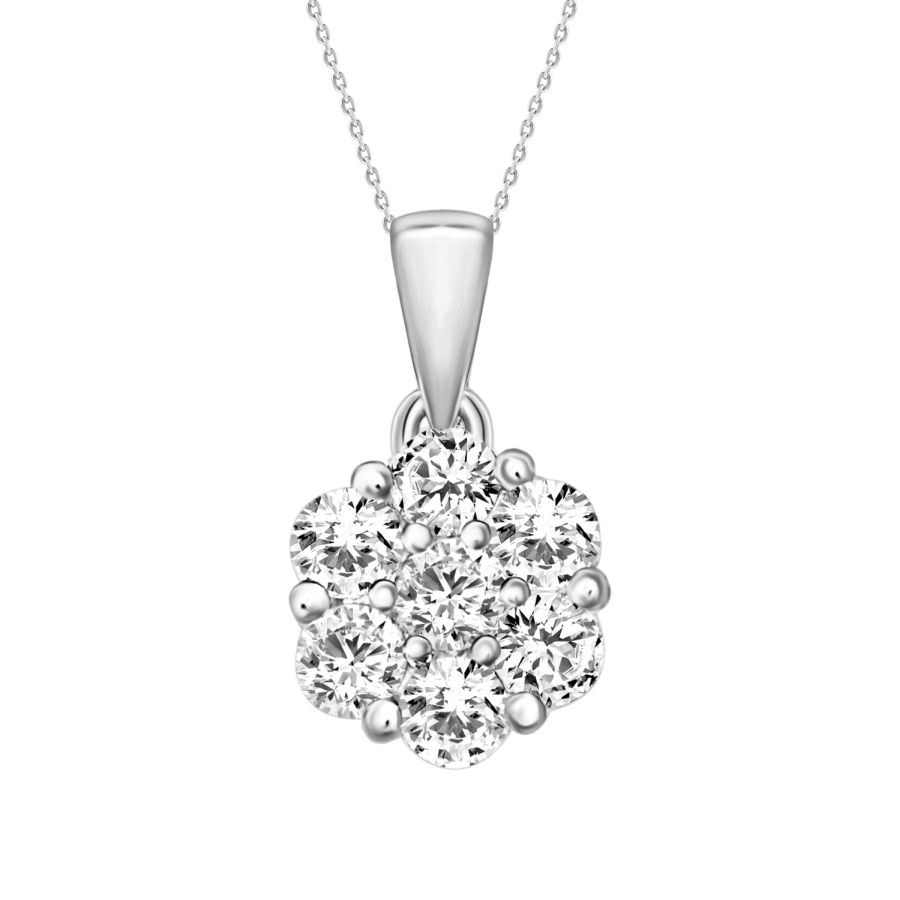 LADIES PENDANT WITH CHAIN 0.33CT ROUND DIAMOND 14K WHITE GOLD (SI QUALITY) - Image 1