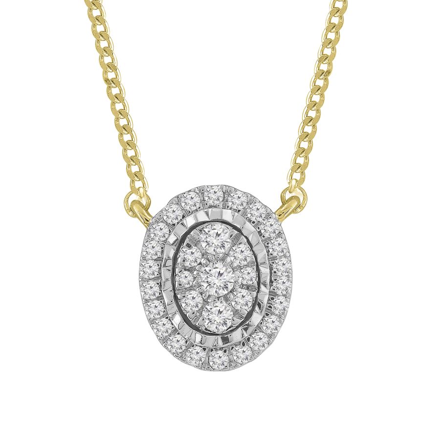 LADIES NECKLACE 0.20CT ROUND DIAMOND 10K YELLOW GOLD - Image 1