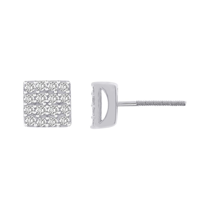 LADIES EARRING 0.50CT ROUND DIAMOND 10K WHITE GOLD - Image 1