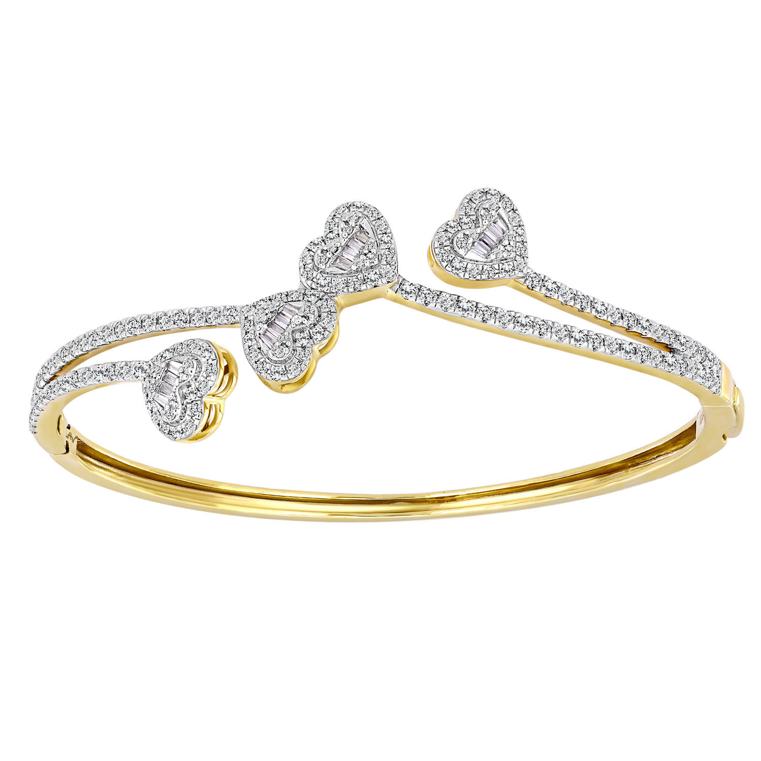 LADIES BANGLE 1.50CT ROUND/BAGUETTE DIAMOND 14K YELLOW GOLD - Image 1