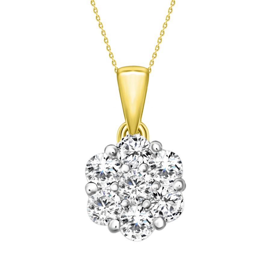 LADIES PENDANT WITH CHAIN 1.00CT ROUND DIAMOND 14K YELLOW GOLD - Image 1