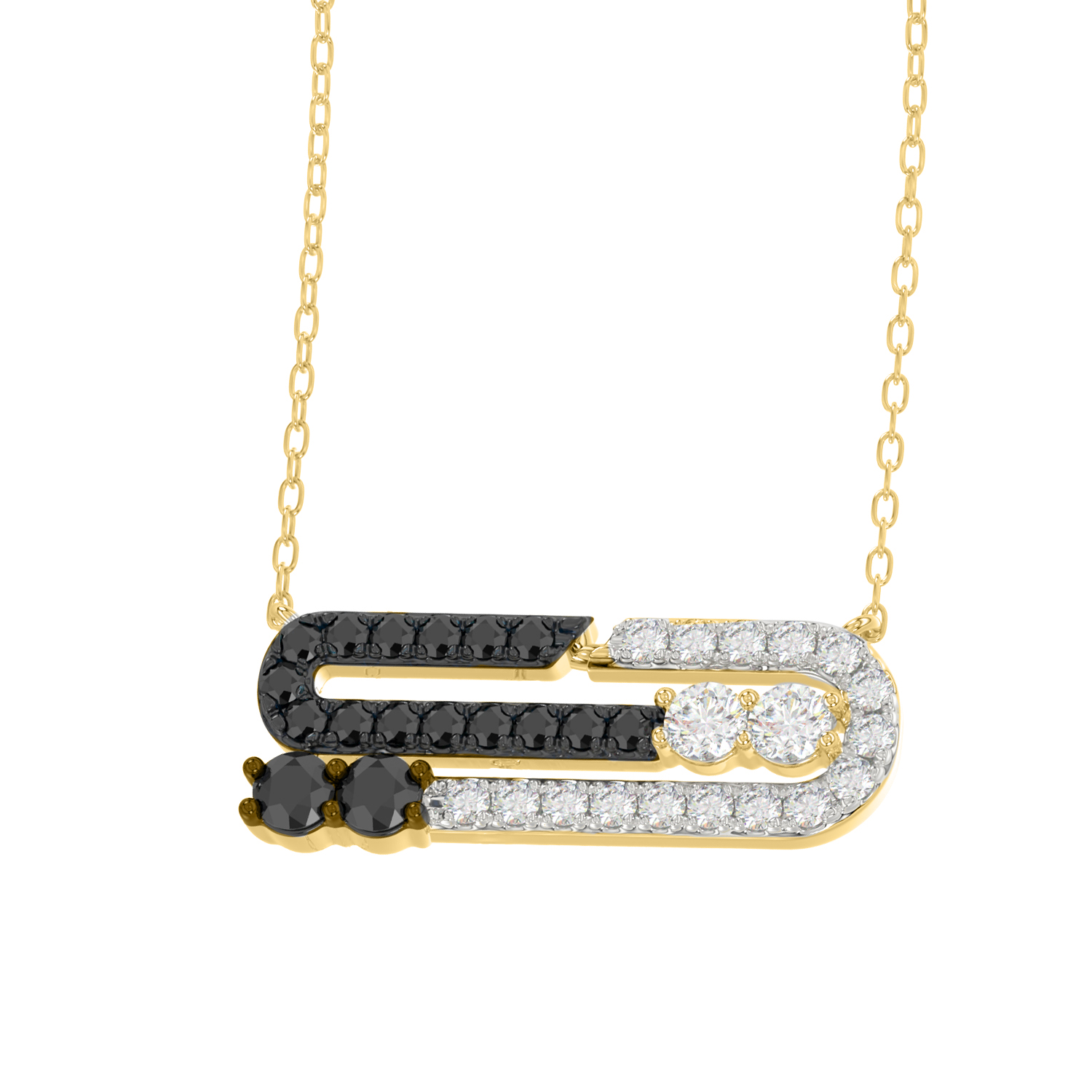 LADIES NECKLACE 0.50CT BLACK/ROUND DIAMOND 14K YELLOW GOLD - Image 1