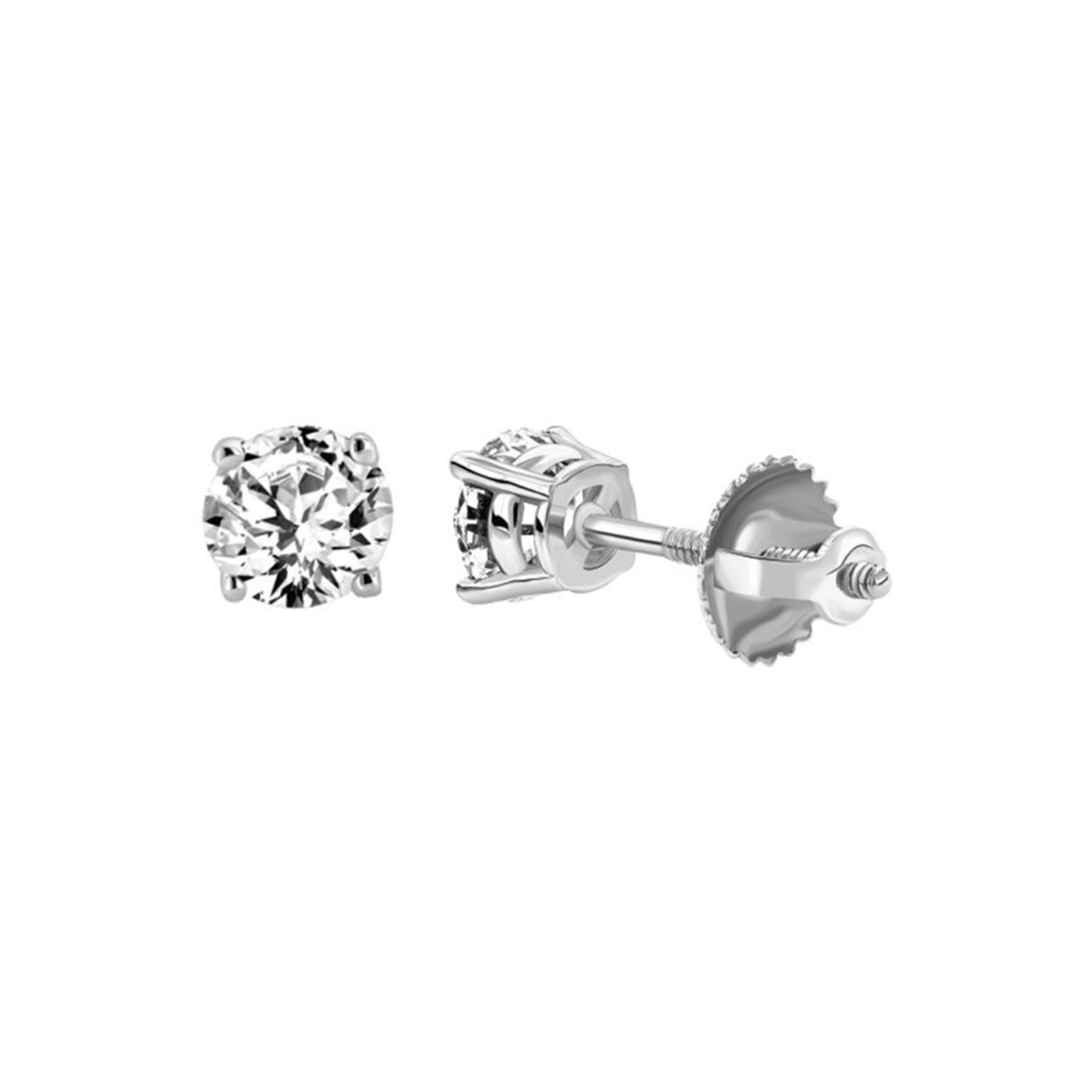 LADIES SOLITAIRE RING 0.33CT ROUND DIAMOND 14K WHITE GOLD - Image 1