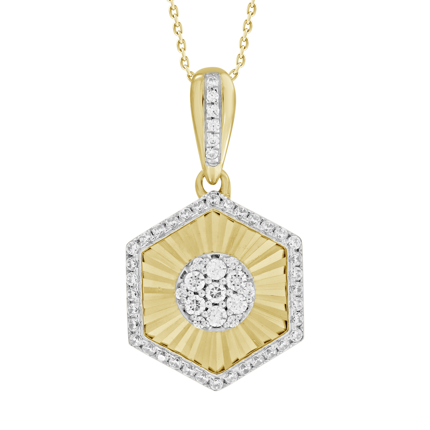 LADIES PENDANT WITH CHAIN 0.25CT ROUND DIAMOND 10K YELLOW GOLD - Image 1