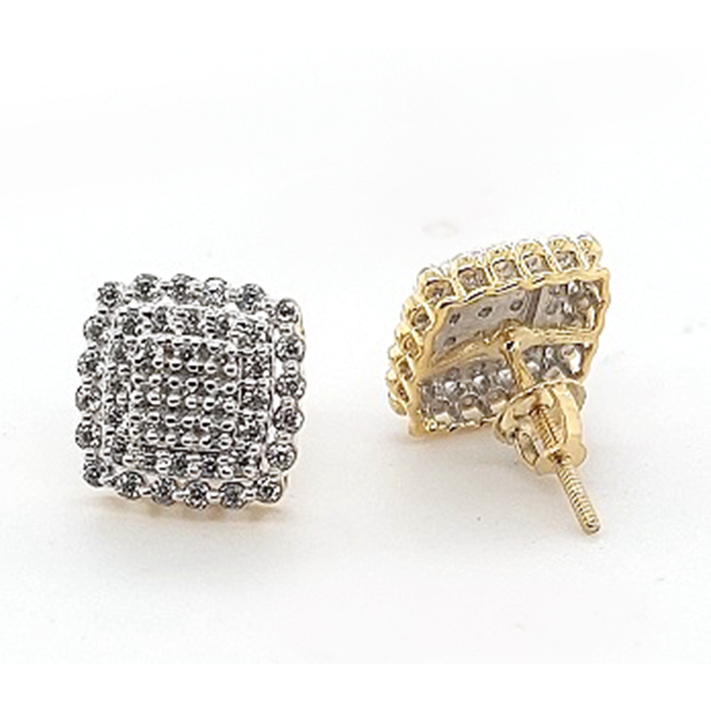 LADIES EARRINGS 0.50CT ROUND DIAMOND 10K YELLOW GOLD - Image 1