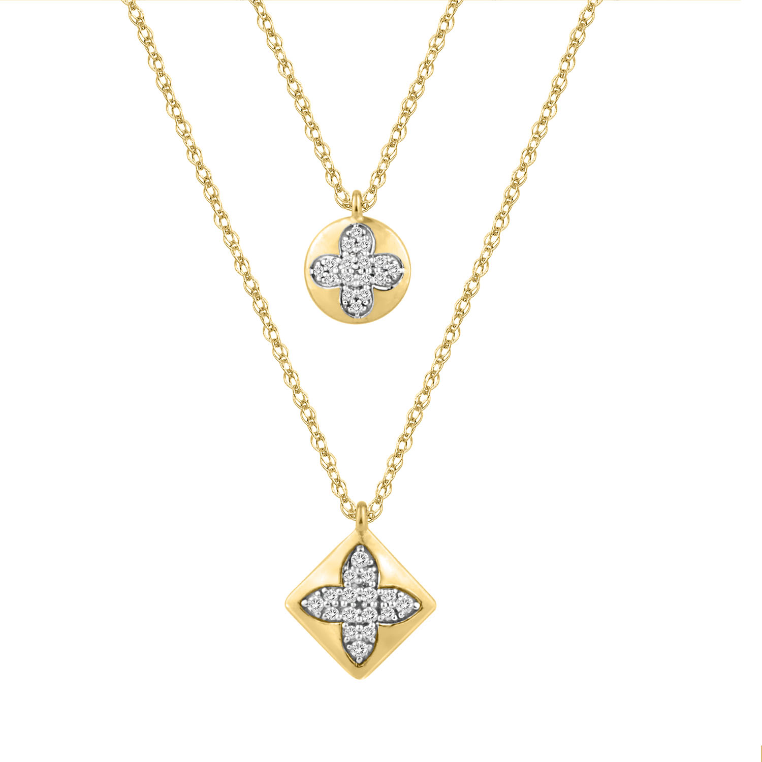 LADIES NECKLACE 0.25CT ROUND DIAMOND 10K YELLOW GOLD - Image 1