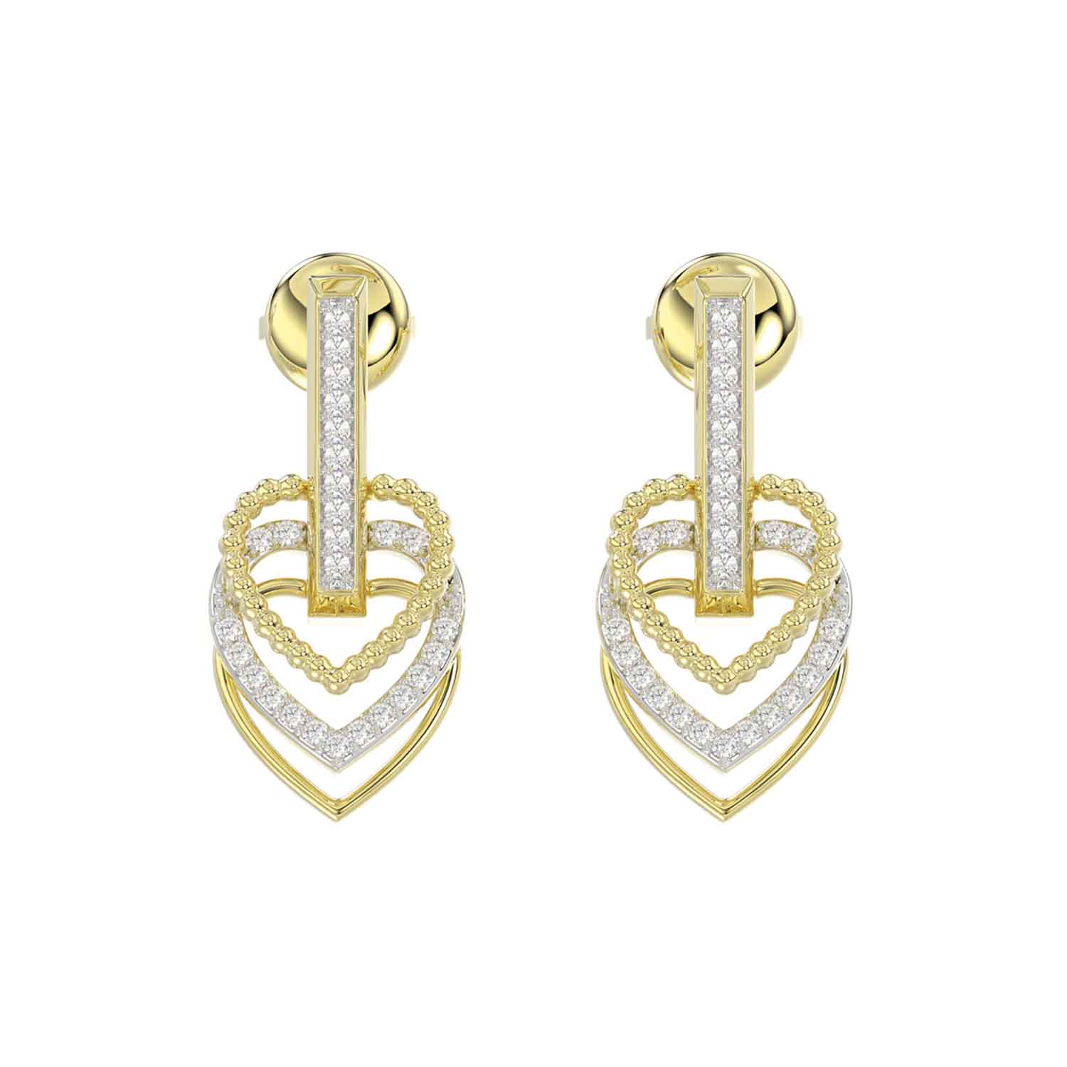 LADIES EARRINGS 0.25CT ROUND DIAMOND 14K YELLOW GOLD - Image 1