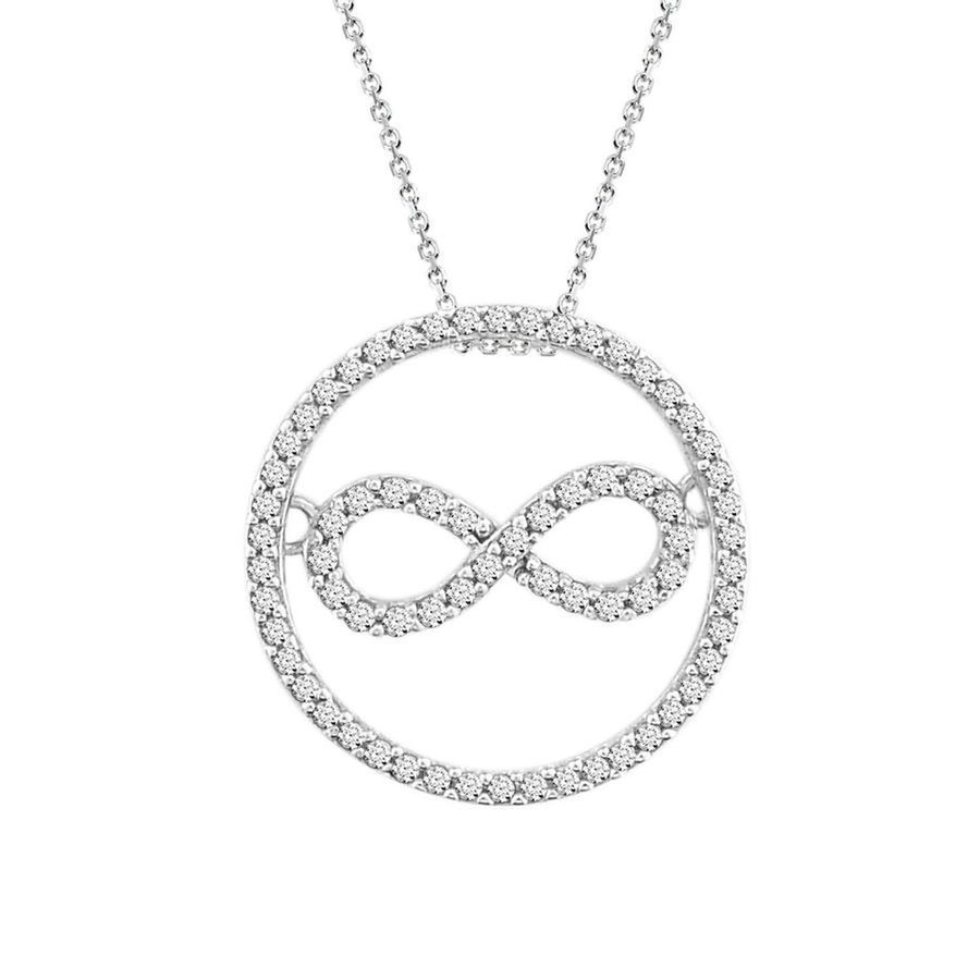 LADIES PENDANT 0.25CT ROUND DIAMOND 10K WHITE GOLD - Image 1