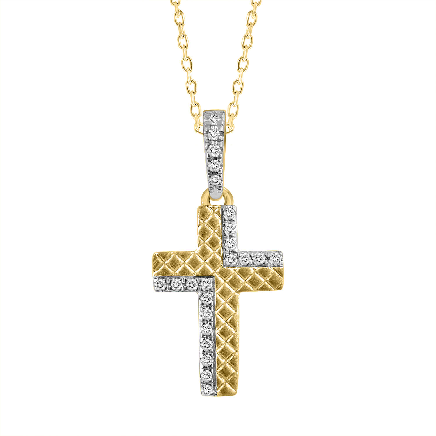 LADIES PENDANT WITH CHAIN 0.05CT ROUND DIAMOND 10K YELLOW GOLD - Image 1
