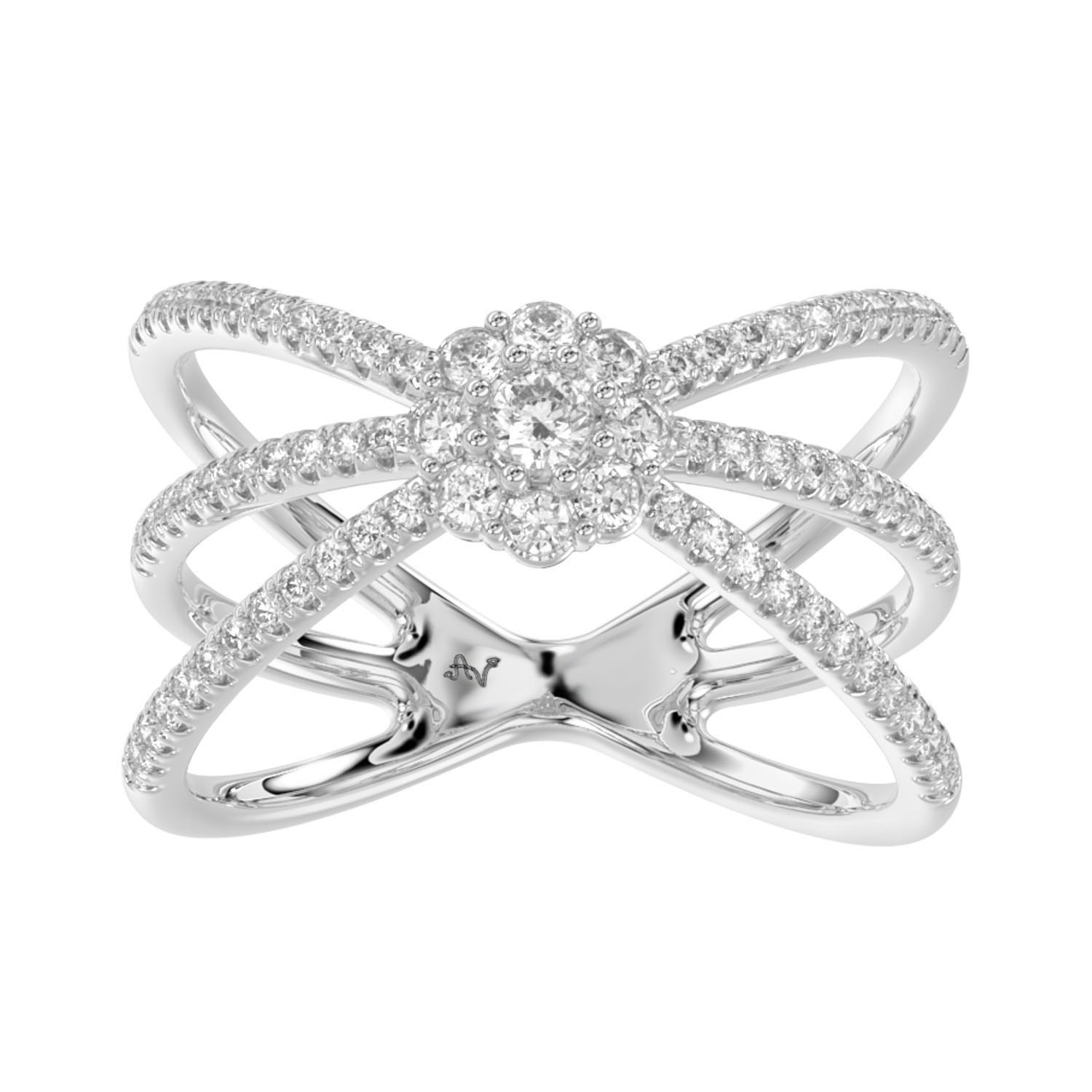 LADIES RING 0.50CT ROUND DIAMOND 14K WHITE GOLD - Image 1