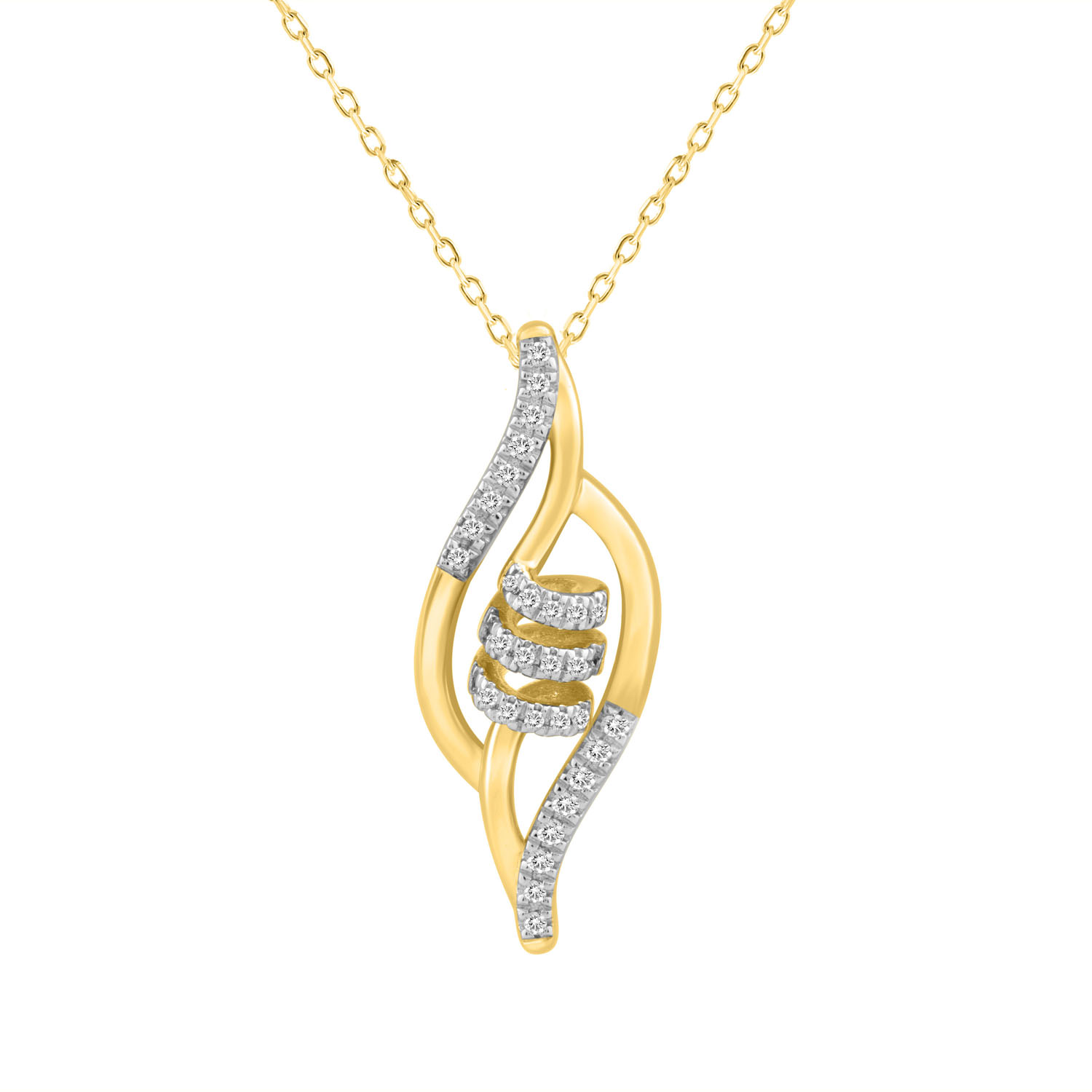 LADIES PENDANT WITH CHAIN 0.10CT ROUND DIAMOND 10K YELLOW GOLD - Image 1
