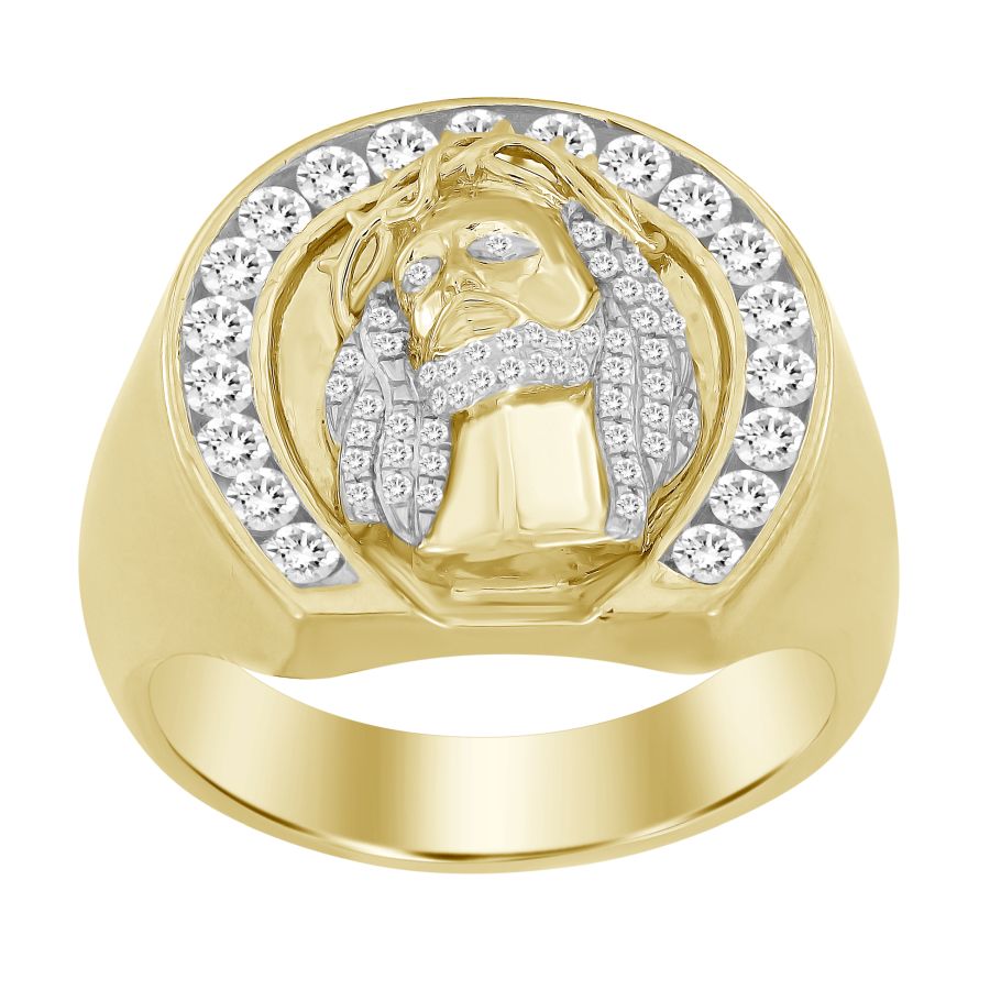 MEN'S RING 0.75CT ROUND DIAMOND 10K YELLOW GOLD - Image 1