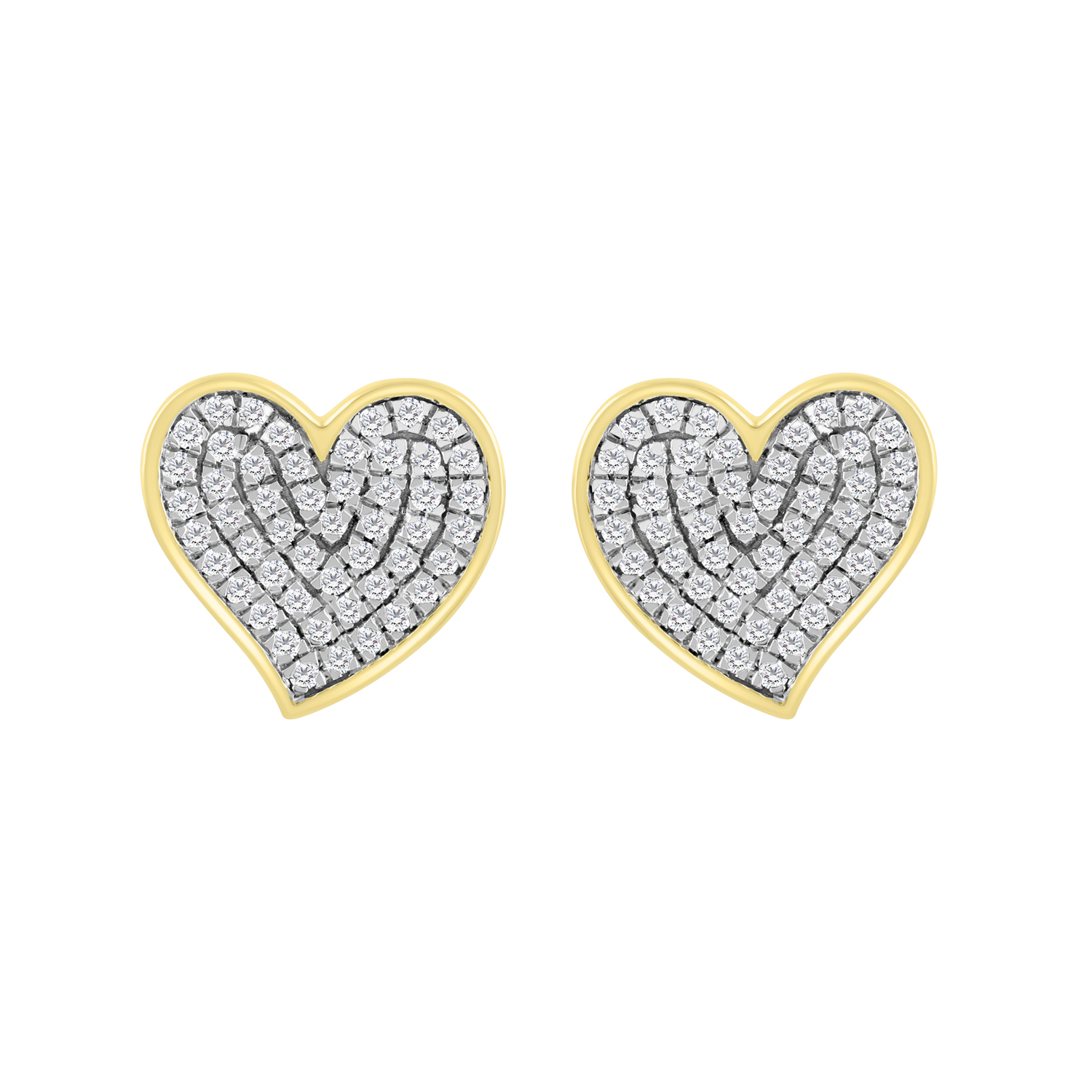 LADIES EARRINGS 0.20CT ROUND DIAMOND 10K YELLOW GOLD - Image 1