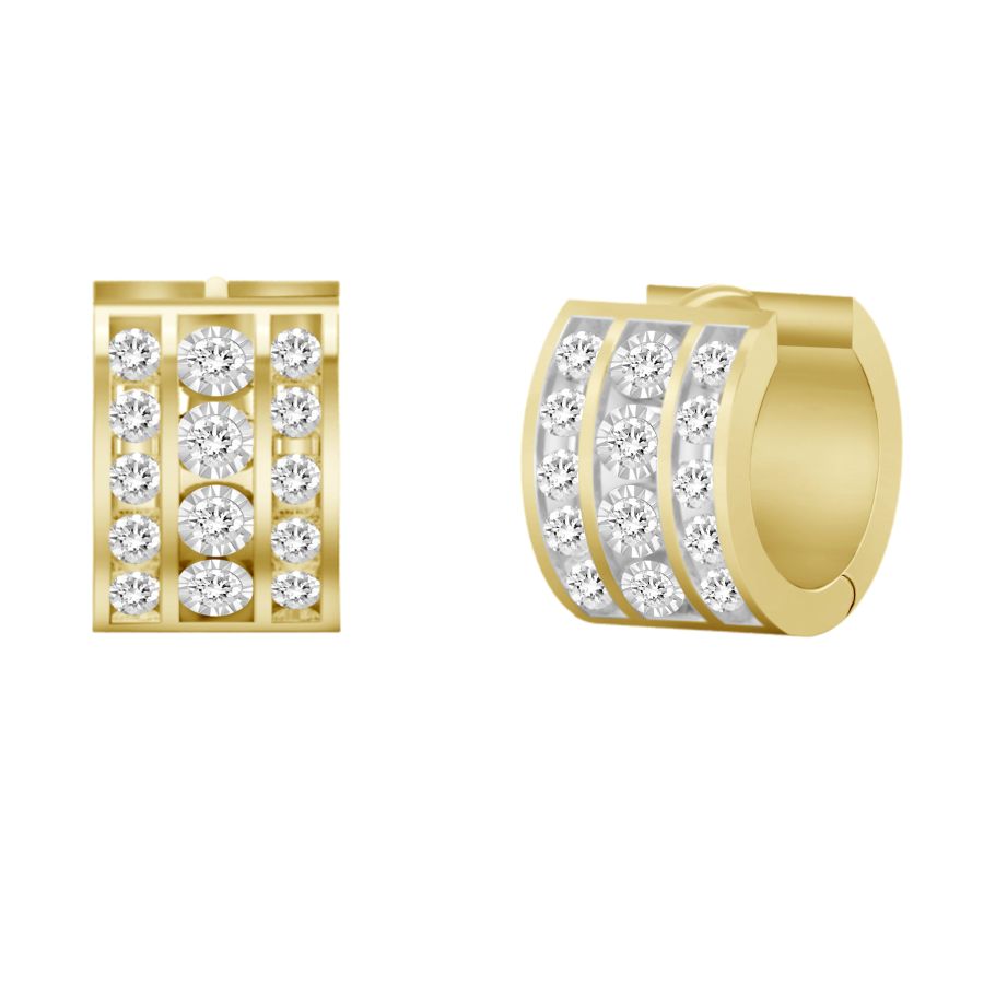 LADIES EARRINGS 0.25CT ROUND DIAMOND 10K YELLOW GOLD - Image 1