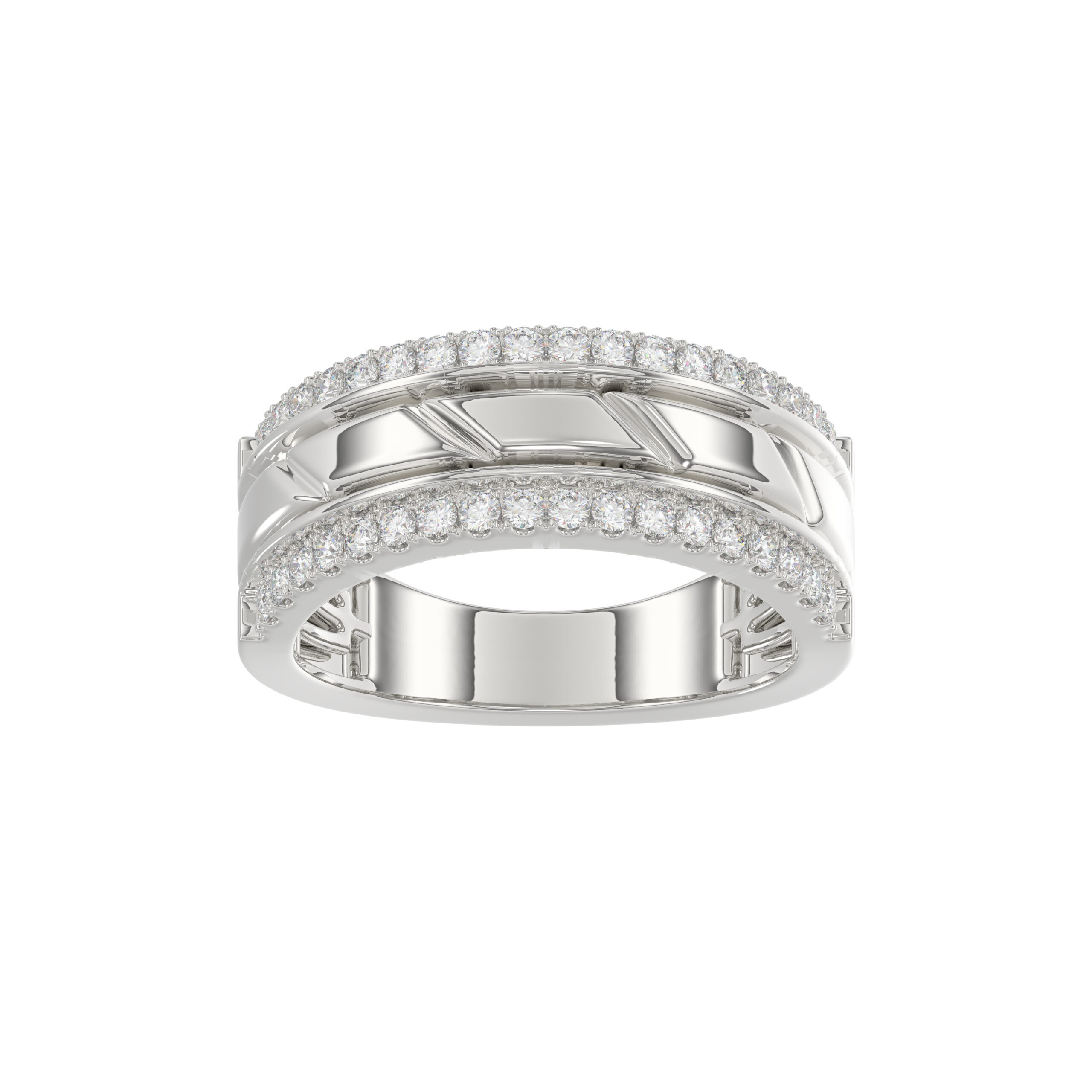MEN'S BAND 0.50CT ROUND DIAMOND 14K WHITE GOLD - Image 1