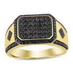 MEN'S RING 1.00CT ROUND/DARK BROWN DIAMOND 10K YELLOW GOLD