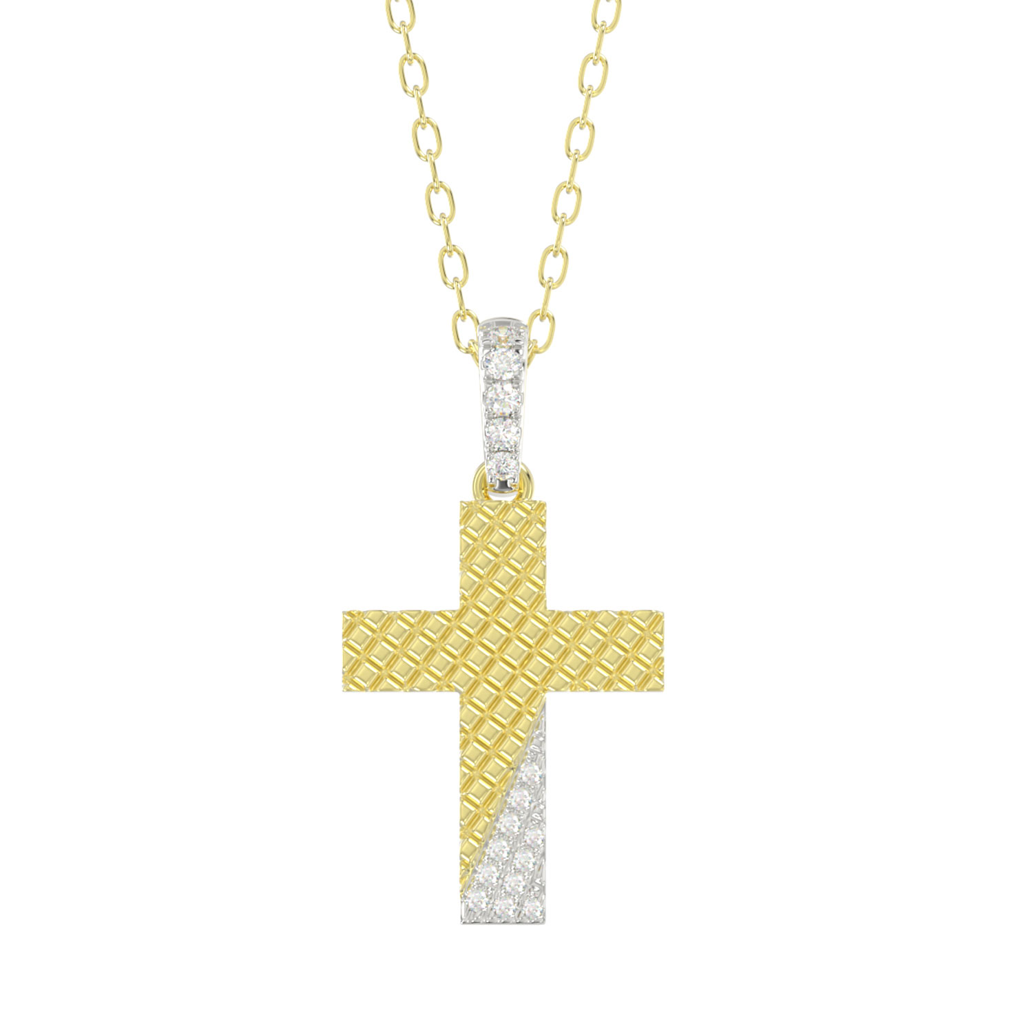LADIES PENDANT WITH CHAIN 0.04CT ROUND DIAMOND 10K YELLOW GOLD - Image 1