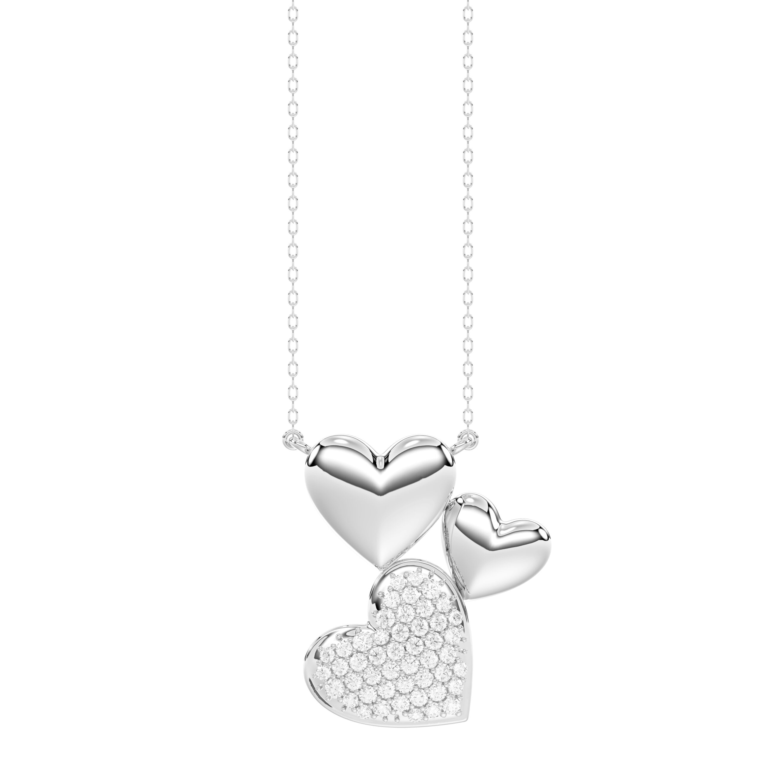 LADIES NECKLACE 0.13CT ROUND DIAMOND 14K WHITE GOLD - Image 1