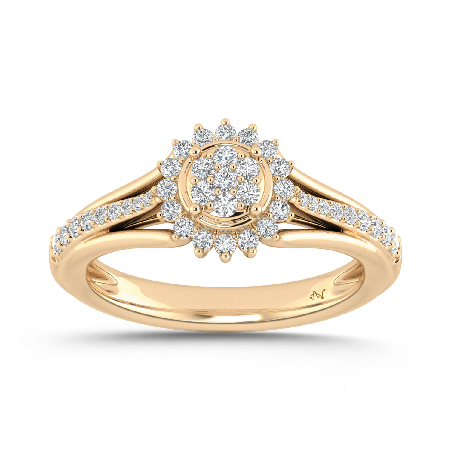 LADIES RING 0.33CT ROUND DIAMOND 10K YELLOW GOLD - Image 1