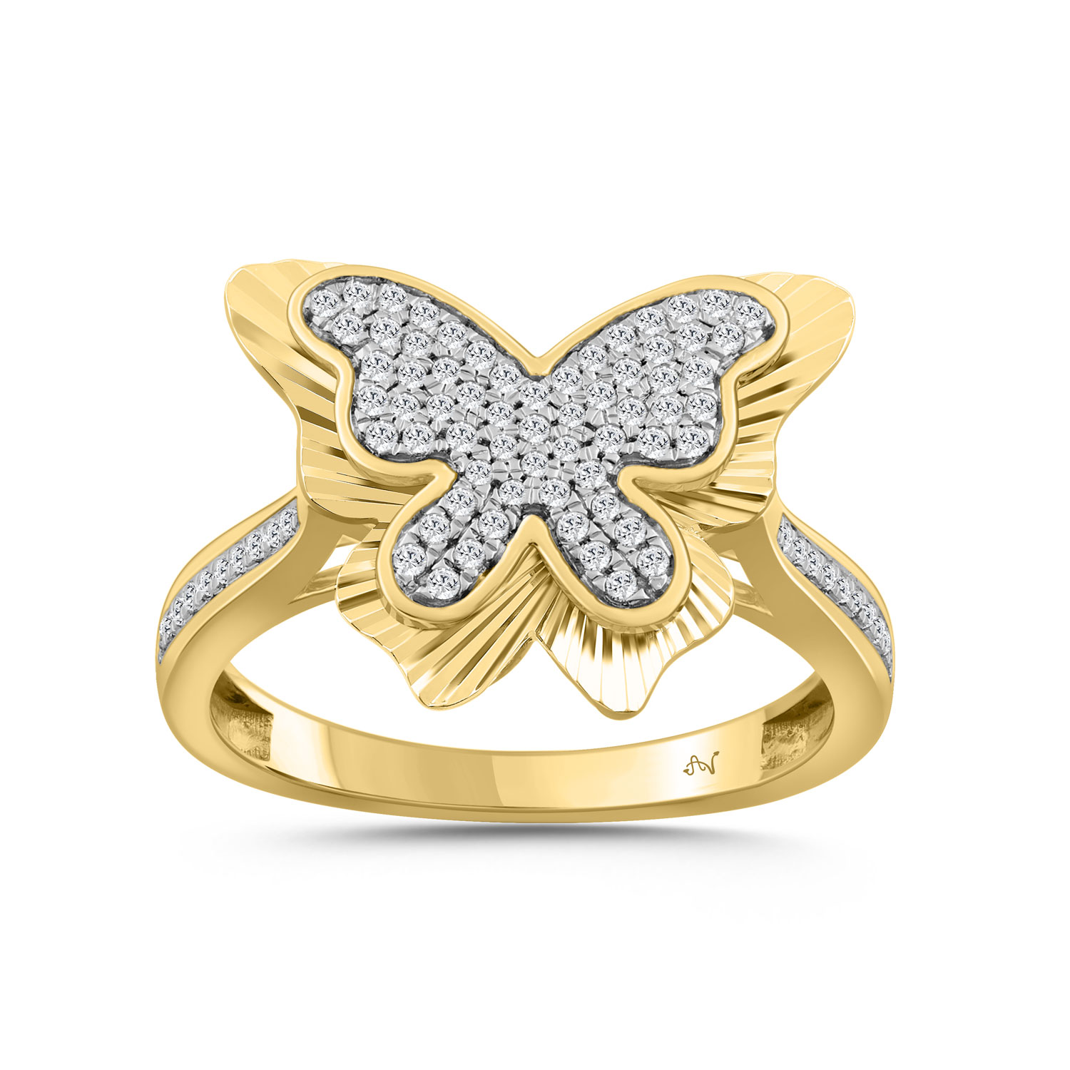 LADIES RING 0.25CT ROUND DIAMOND 10K YELLOW GOLD - Image 1