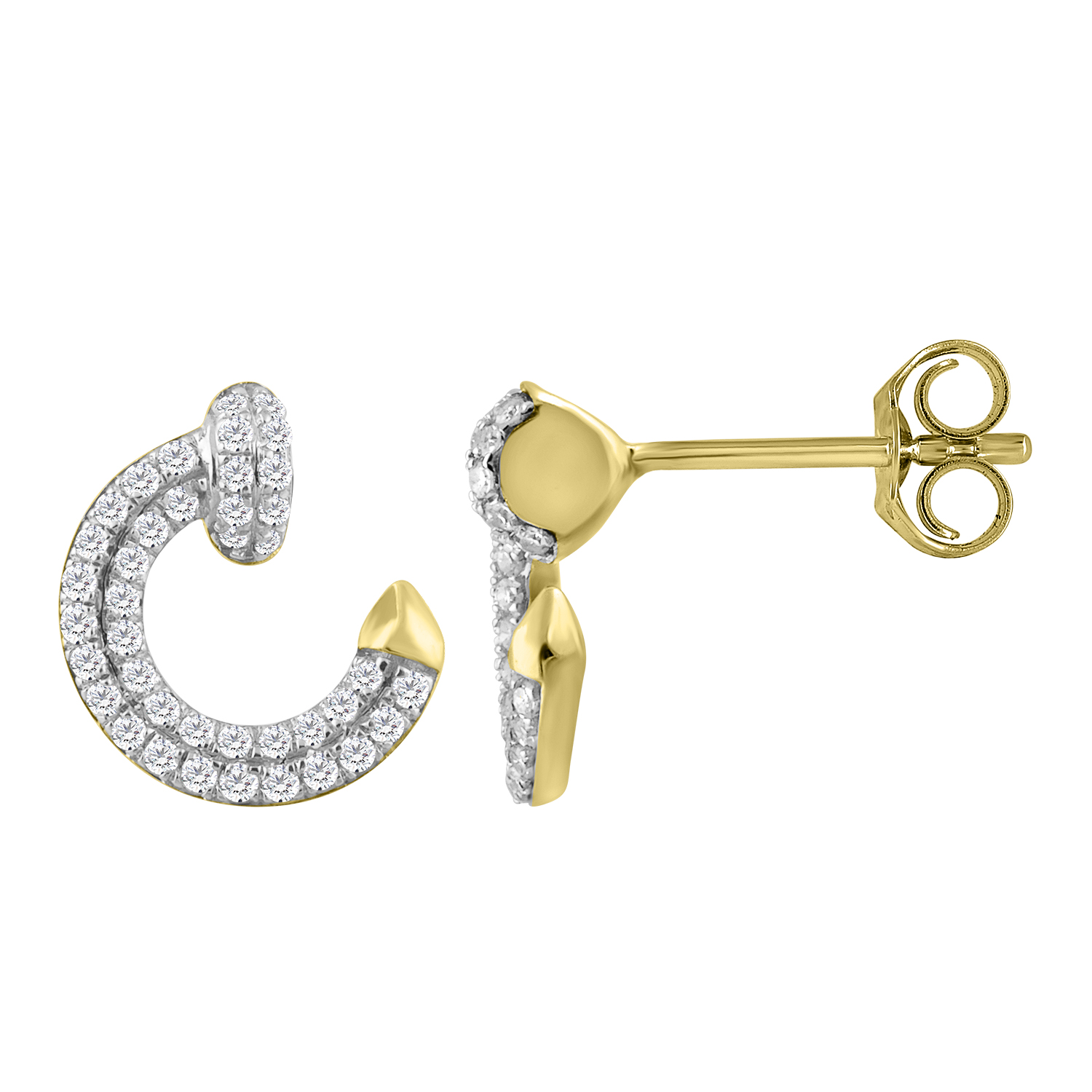 LADIES EARRINGS 0.30CT ROUND DIAMOND 10K YELLOW GOLD - Image 1