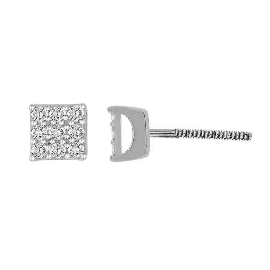 Sterling Silver White Diamond Cluster Fashion Earrings For Women 0.25CT Round Diamond Elegant Yuva Earrings - Image 1