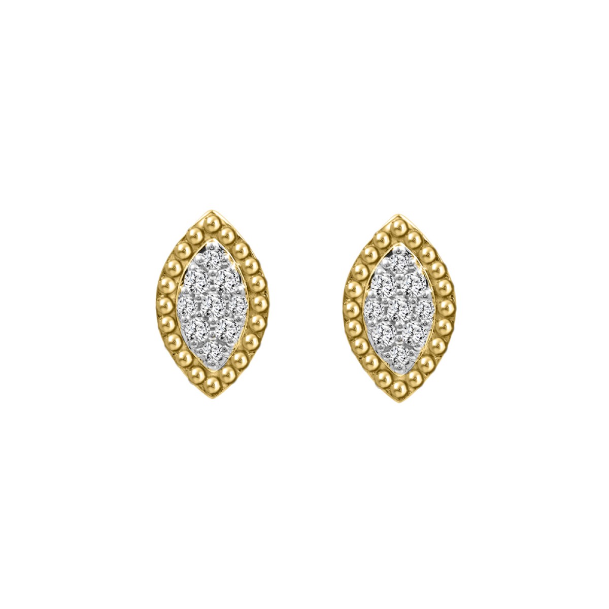 10K Yellow Gold 0.20CT Diamond Halo Fashion Earrings Round Diamond Women�S Earrings - Image 1