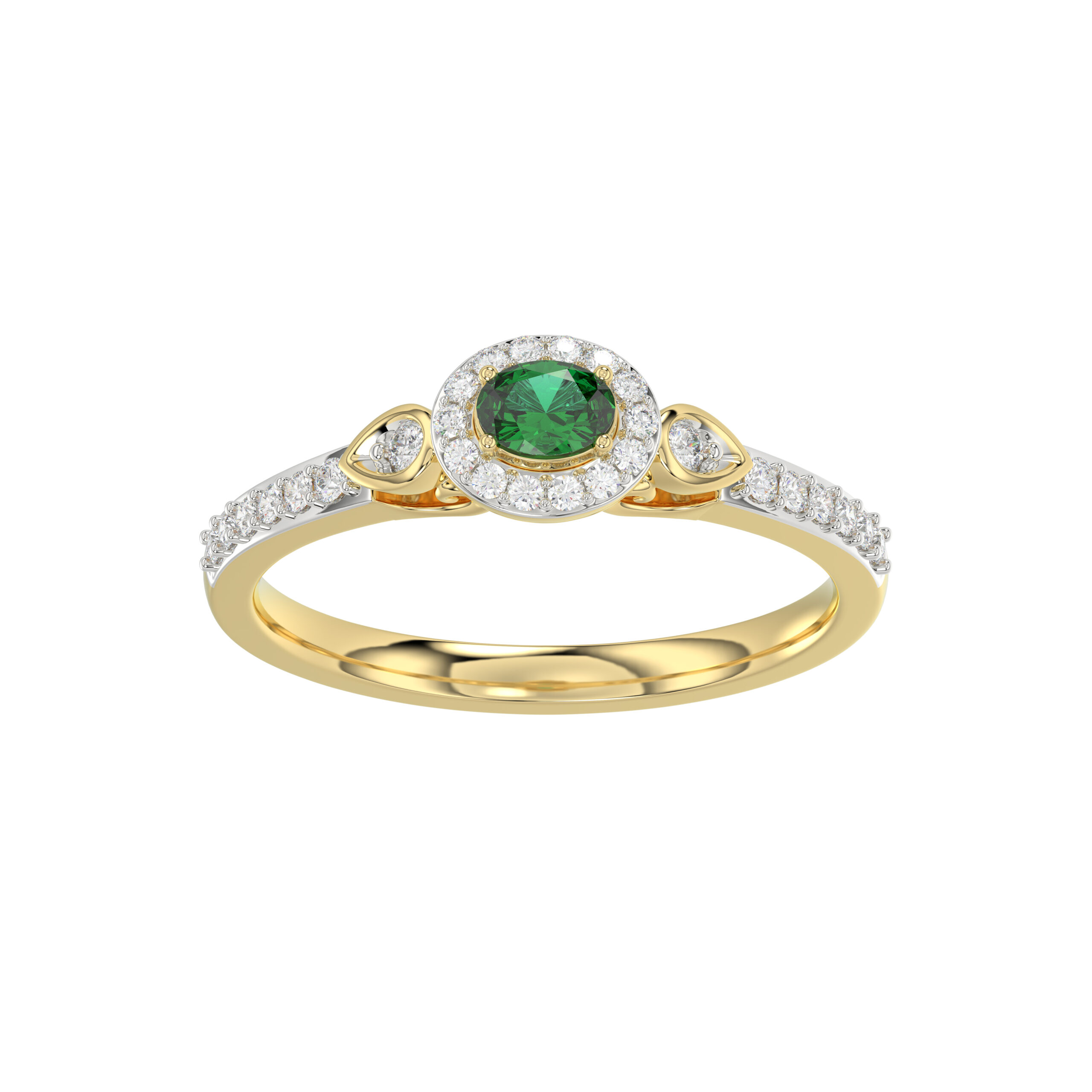 0.33ct Round/Oval Emerald diamond 14k Ladies Fashion Ring 0.15CT Center stone Oval Emerald Diamond) - Image 1