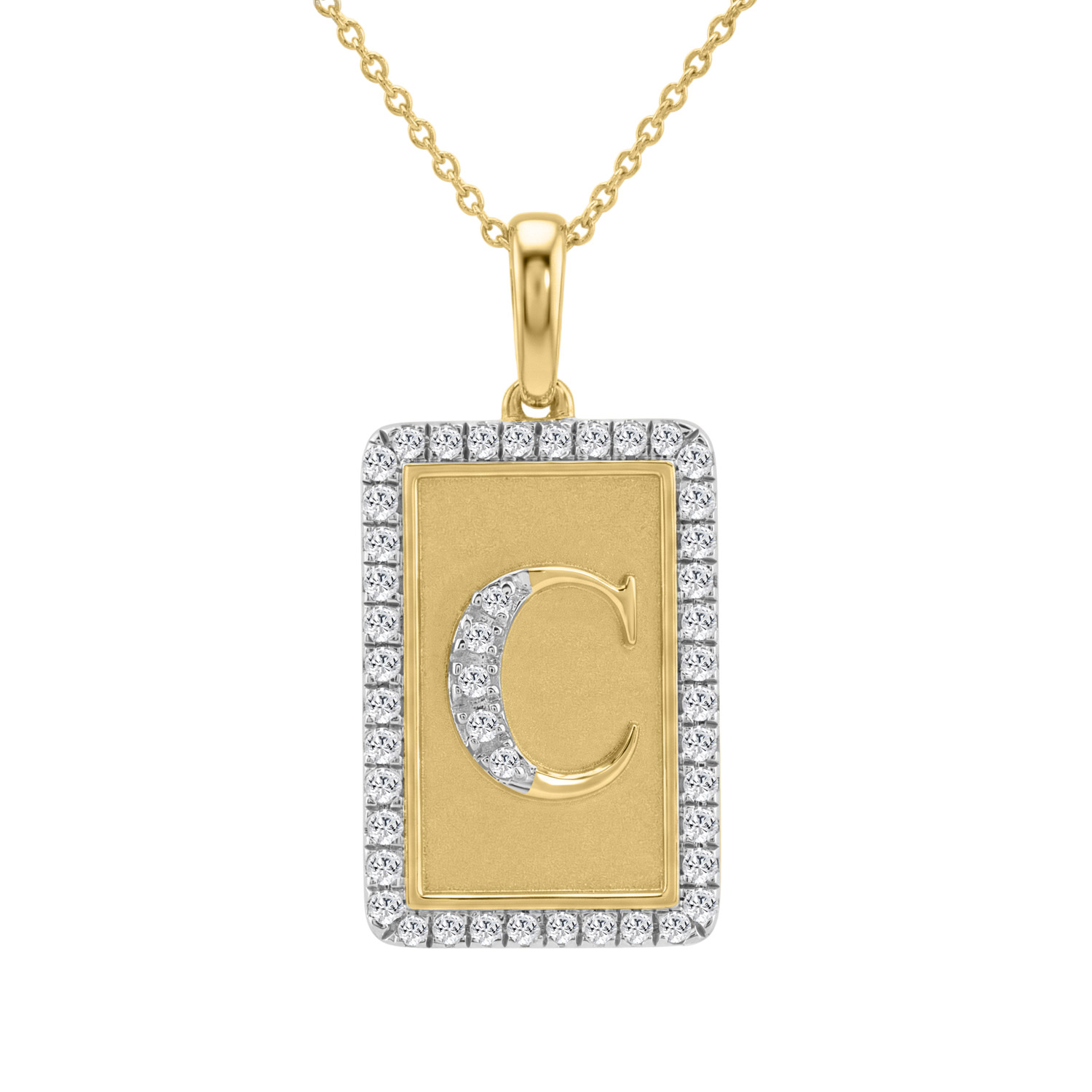 Elegant Ladies 0.20Ct Round Diamond �C Alphabet Fashion Pendant With Chain � 10K Yellow Gold - Image 1