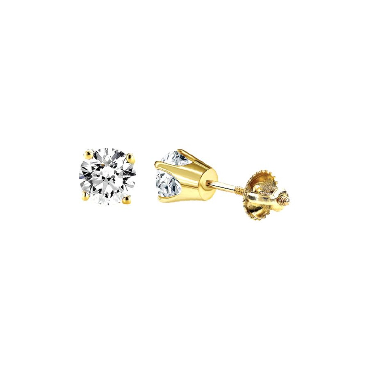 14K Yellow Gold Round Diamond Stud Earrings 0.33CT Elegant Women�S Diamond Jewelry - Image 1