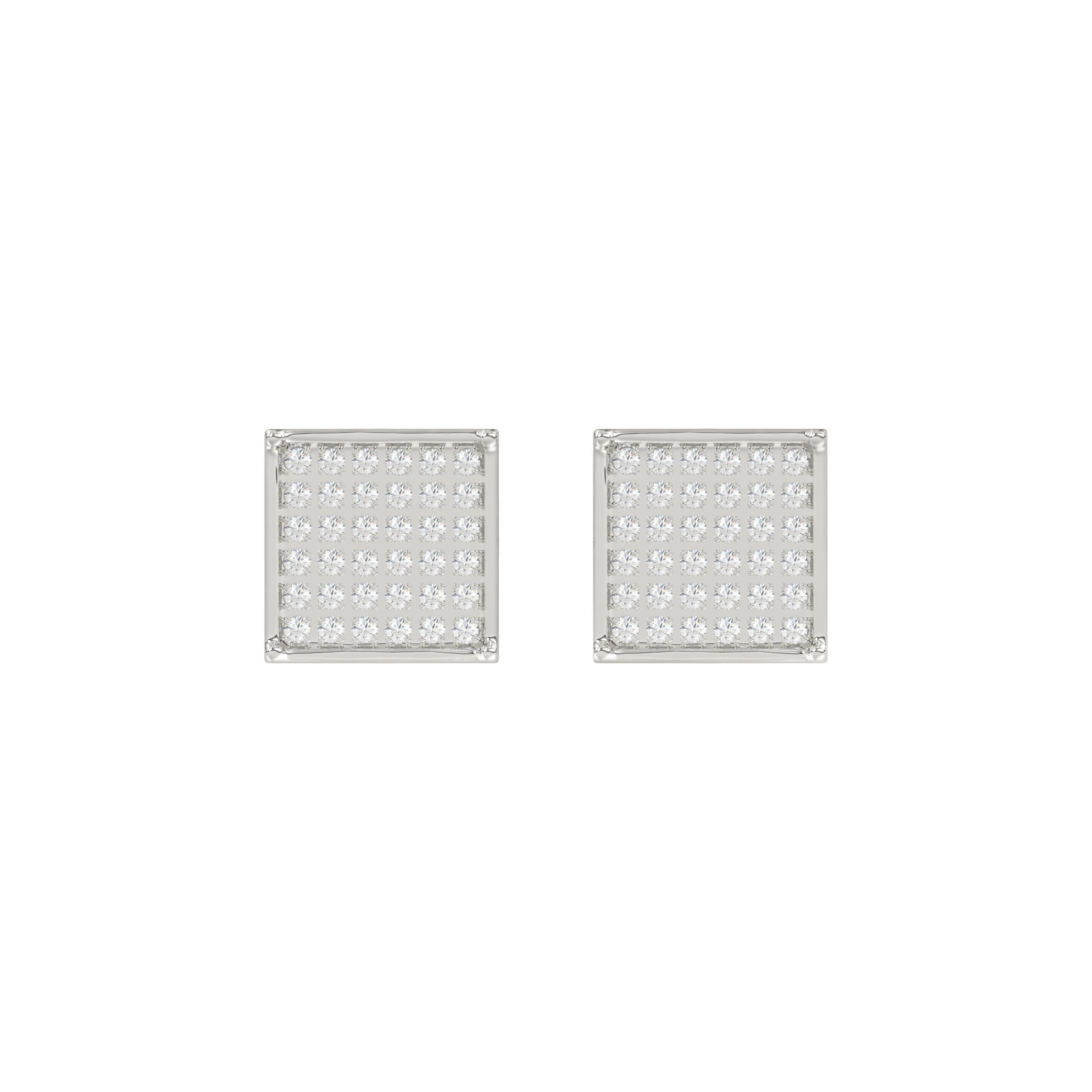 Sterling Silver White 0.25CT Round Diamond Yuva Square Cluster Earrings Women�S Fine Jewelry - Image 1