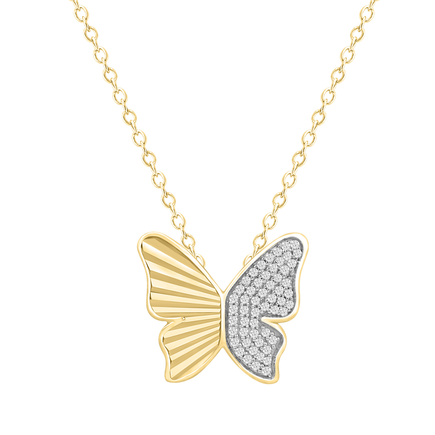 LADIES PENDANT WITH CHAIN 0.16CT ROUND DIAMOND 10K YELLOW GOLD - Image 1