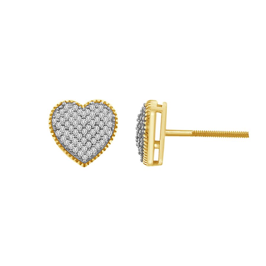 LADIES EARRINGS 0.20CT ROUND DIAMOND 10K YELLOW GOLD - Image 1