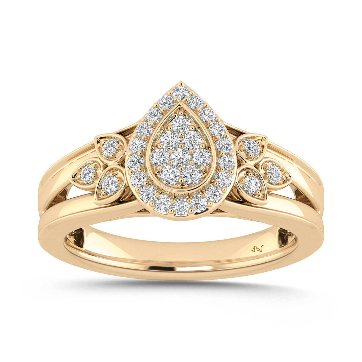 LADIES RING 0.33CT ROUND DIAMOND 10K YELLOW GOLD - Image 1