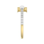 Stylish 10K Yellow Gold Ladies Ring Featuring Letter “B”, Luminous Pearl, And Round Diamond Accents. A Delicate 0.10Ct Fine Jewelry Piece. - Image 3