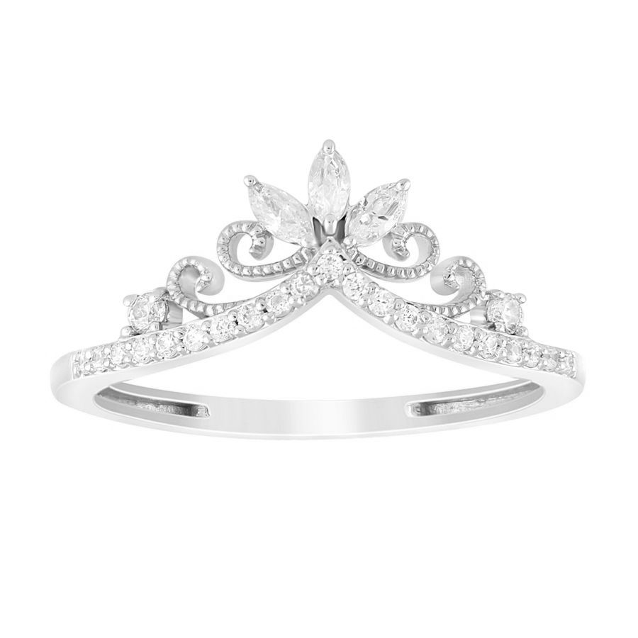 LADIES RING 0.25CT ROUND/MARQUISE DIAMOND 14K WHITE GOLD - Image 1