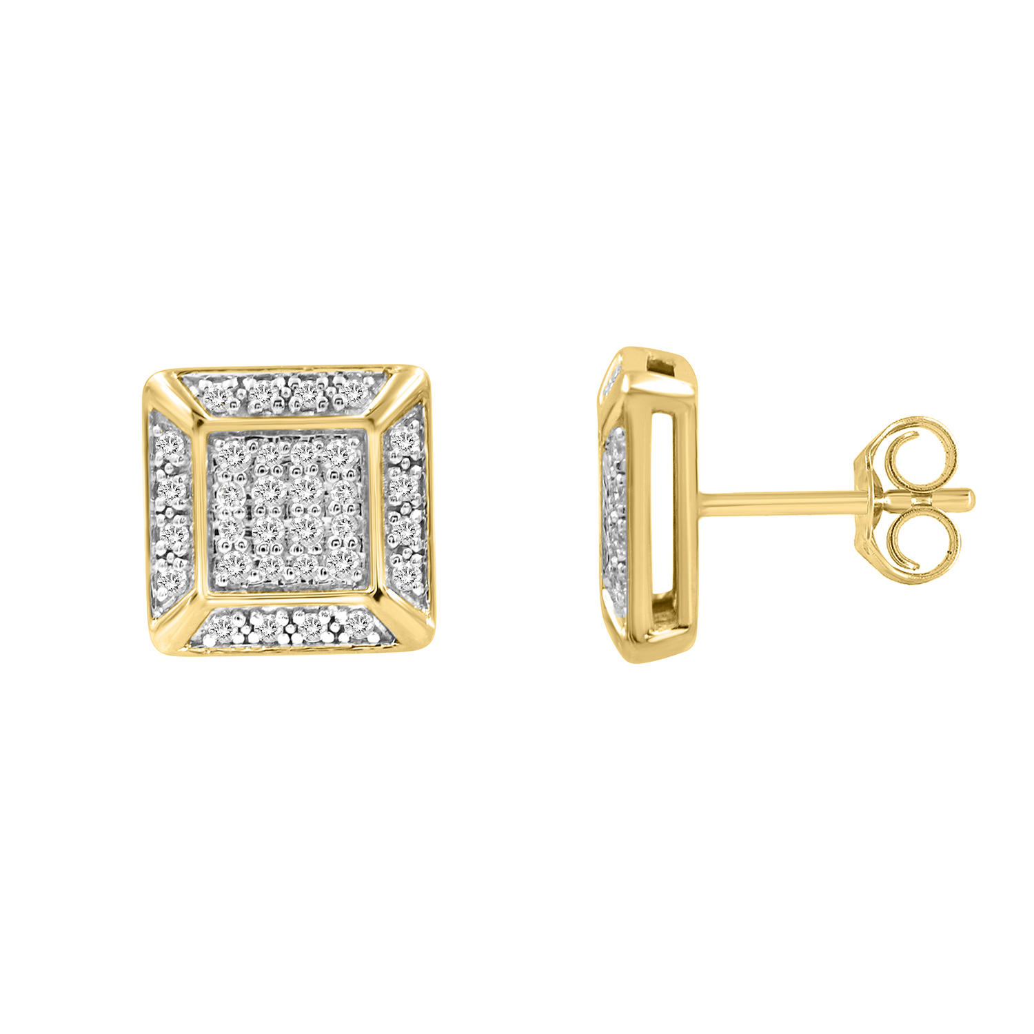 LADIES EARRINGS 0.25CT ROUND DIAMOND 10K YELLOW GOLD - Image 1